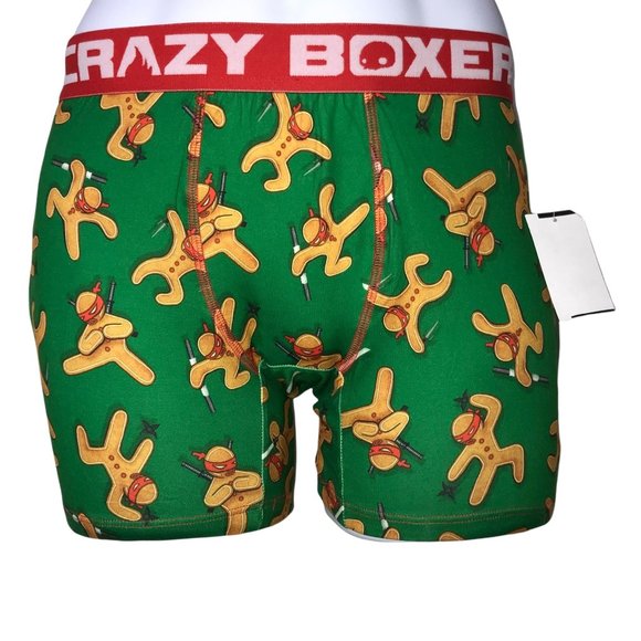 NWT Crazy Boxer 2 Pack Funny Gingerbread Man Ninja Christmas Holiday Underwear M - Picture 1 of 10